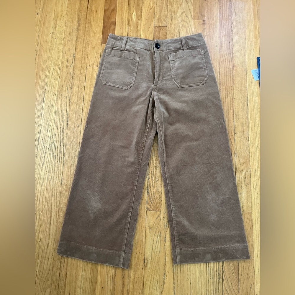 Organic Stretch Corduroy Cropped Wide Leg Pants - size 10
